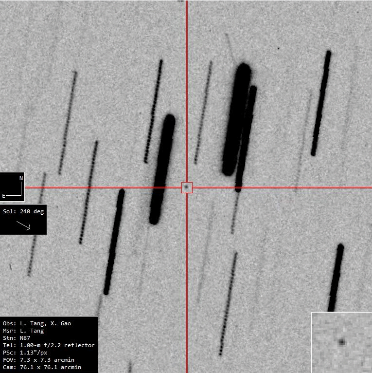 新疆天文台南山站1米光学望远镜首次发现近地小行星